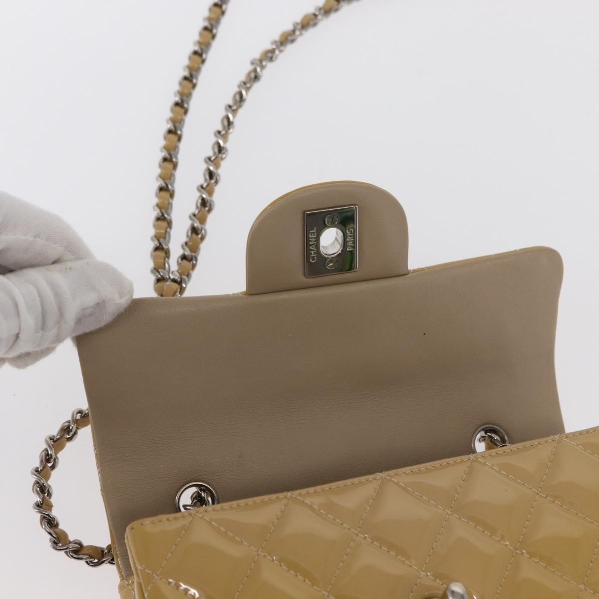 Chanel Vintage Classic Single Flap Bag Quilted Patent, YELLOW, PATENT_LEATHER, Shoulder bag