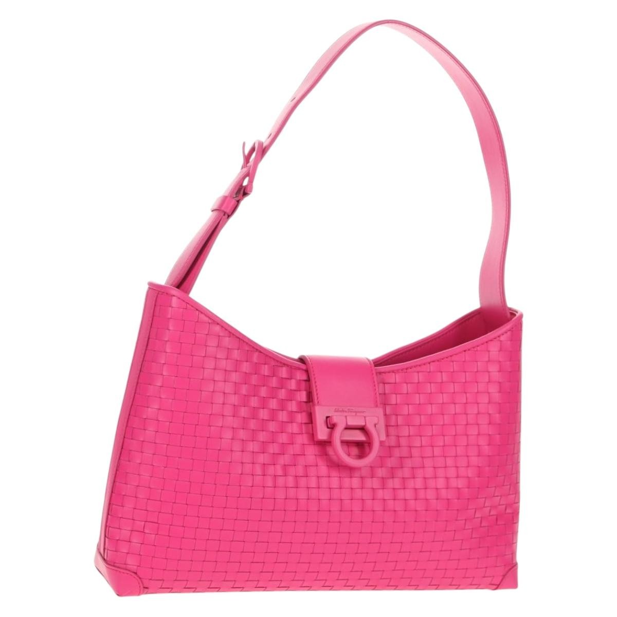 Salvatore Ferragamo Gancini Shoulder Bag Leather, PINK, LEATHER, Shoulder bag