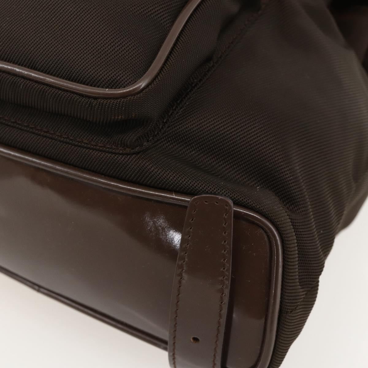 Gucci Vintage Bamboo Backpack Nylon and Patent Leather, Brown, Nylon, Backpack