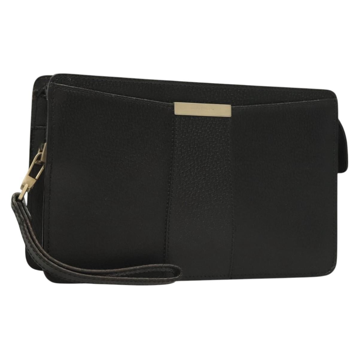 Salvatore Ferragamo Vintage clutch Bag Leather, BLACK, LEATHER, Clutche & pouche