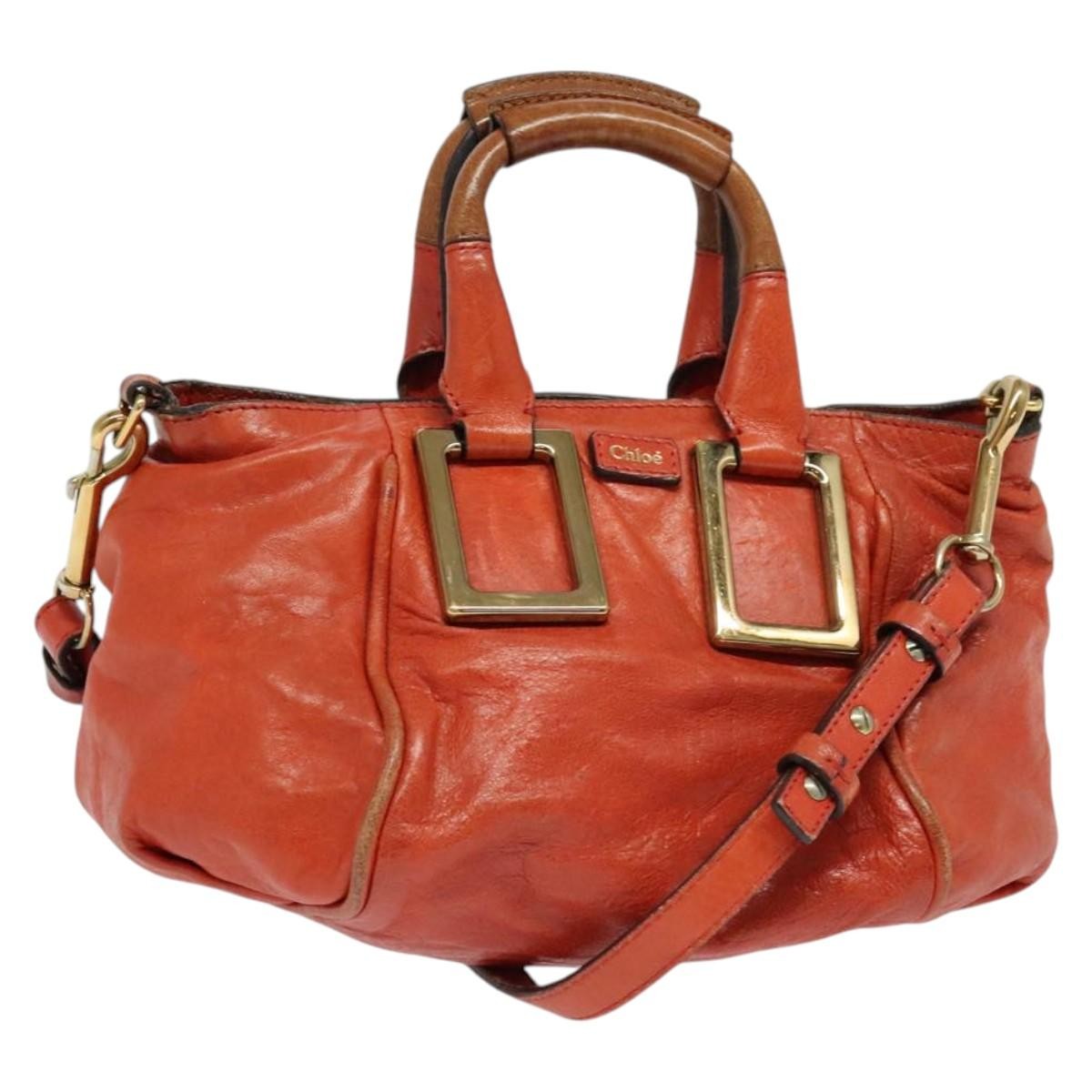 Chloe Ethel Handbag Leather, ORANGE, LEATHER, Handbag