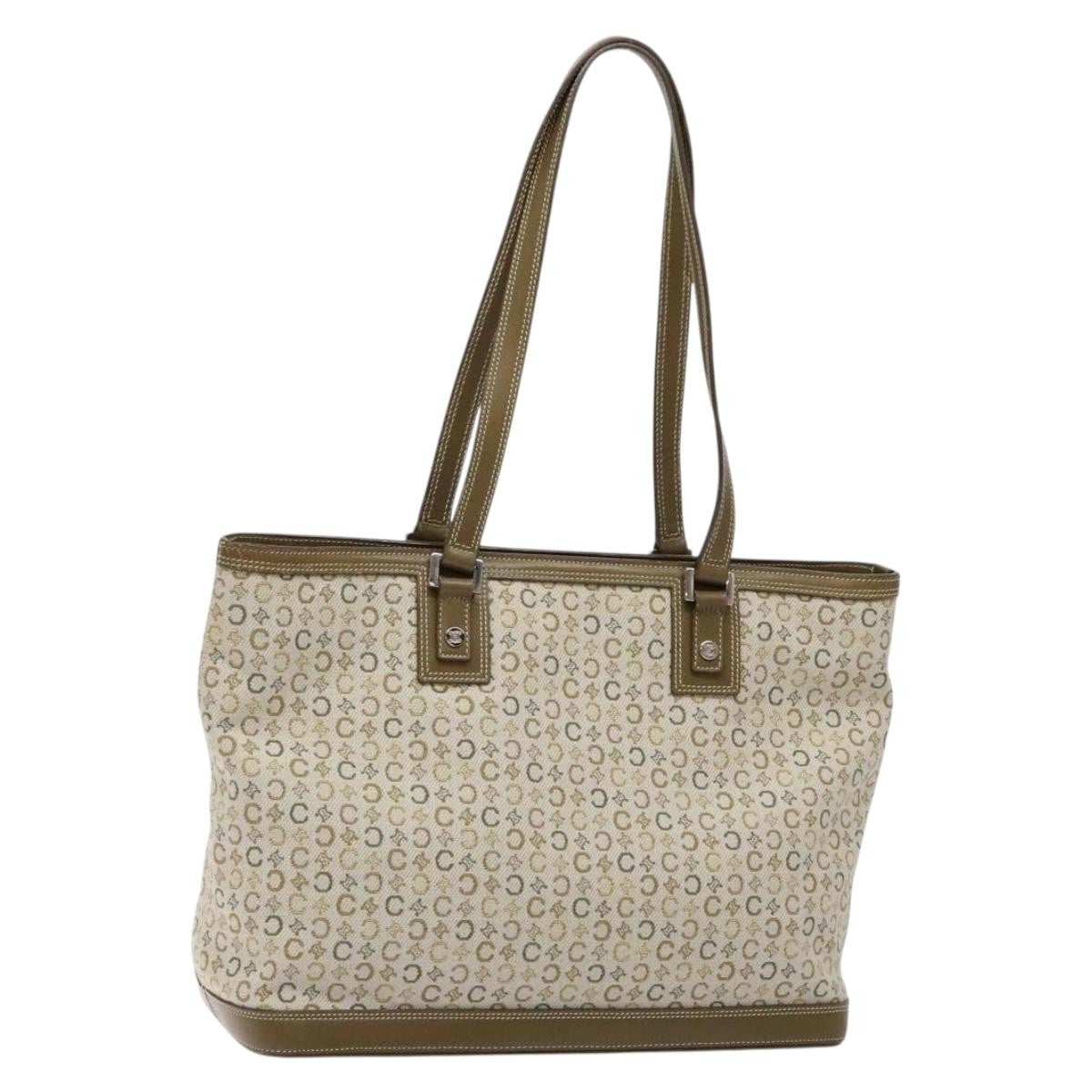 Celine Vintage Macadam Shoulder Bag Canvas, KHAKI, CANVAS, Shoulder bag