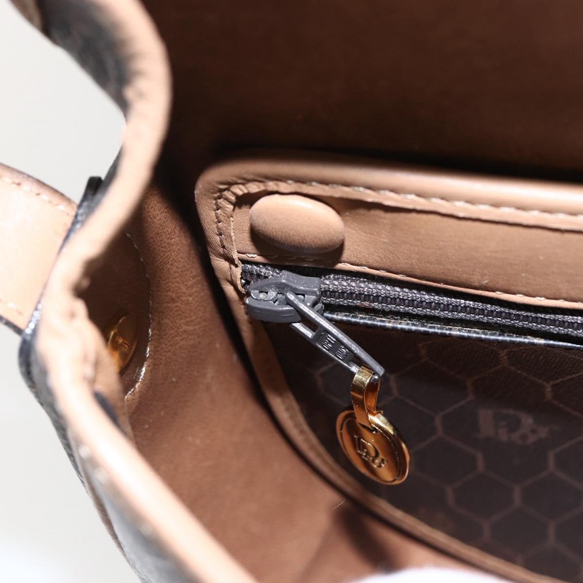 Christian Dior Vintage Honeycomb Shoulder Bag Canvas and Leather, BLACK, CANVAS, Shoulder bag