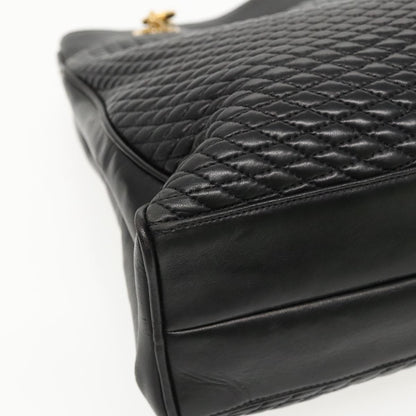 Bally Vintage Tote Bag Quilted Leather, Black, Leather, Shoulder Bag