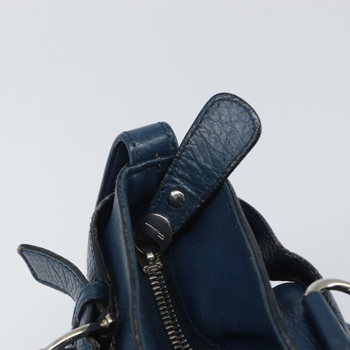Salvatore Ferragamo Gancini handbag Leather, BLUE, LEATHER, Handbag