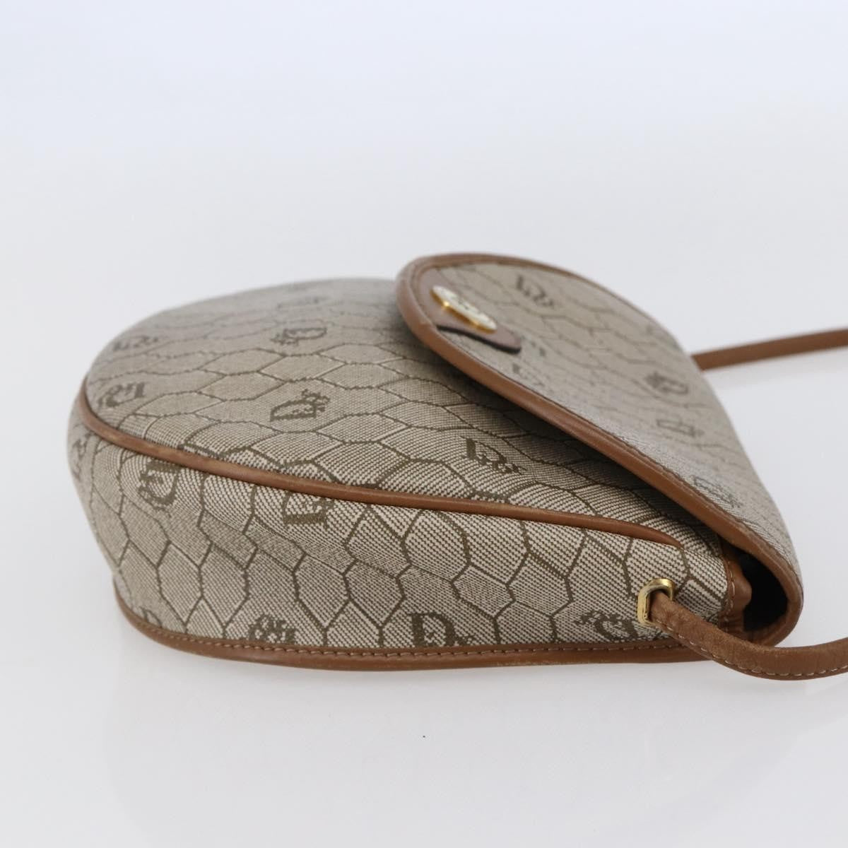 Christian Dior Vintage Honeycomb Flap Crossbody Bag Coated Canvas, BEIGE, CANVAS, Shoulder bag