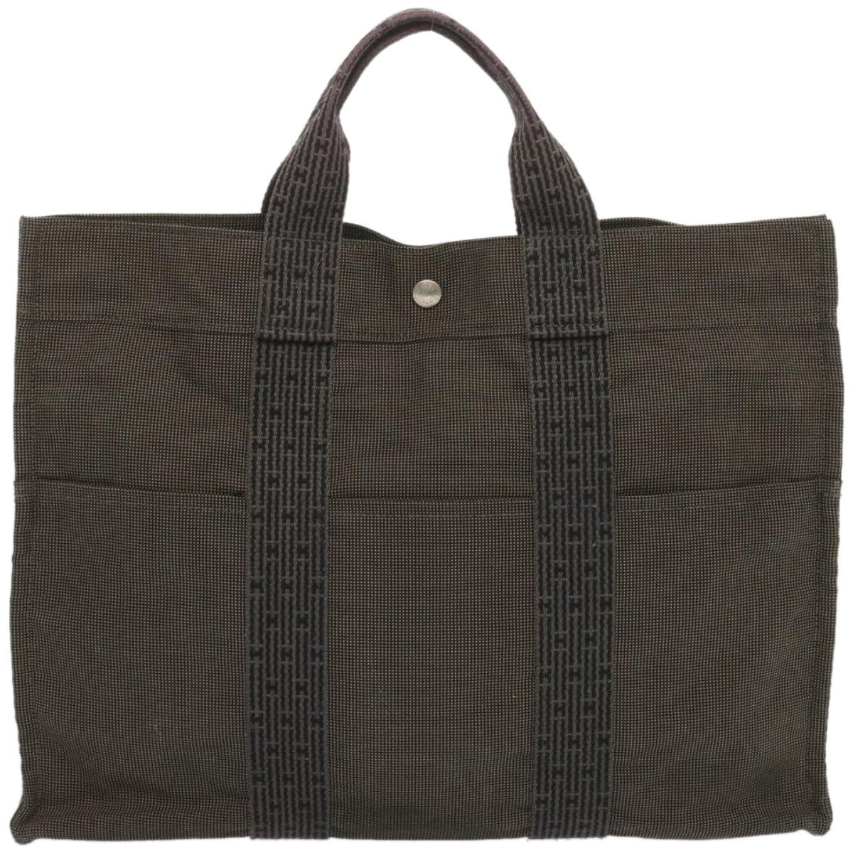 Hermes Fourre-tout Herline Canvas, GRAY, CANVAS, Tote bag