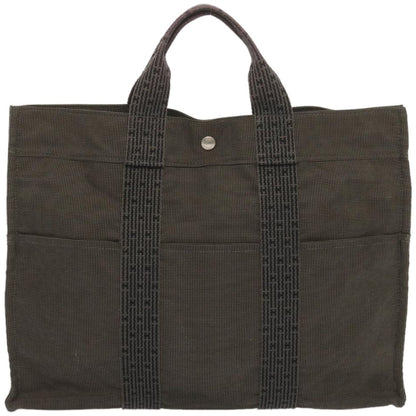 Hermes Fourre-tout Herline Canvas, GRAY, CANVAS, Tote bag