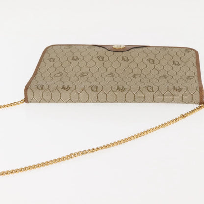 Christian Dior Vintage Honeycomb chain Canvas, BEIGE, CANVAS, Shoulder bag