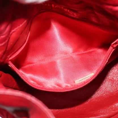 Chanel Vintage Drawstring Bucket Bag Quilted Satin, RED, SATIN, Shoulder bag