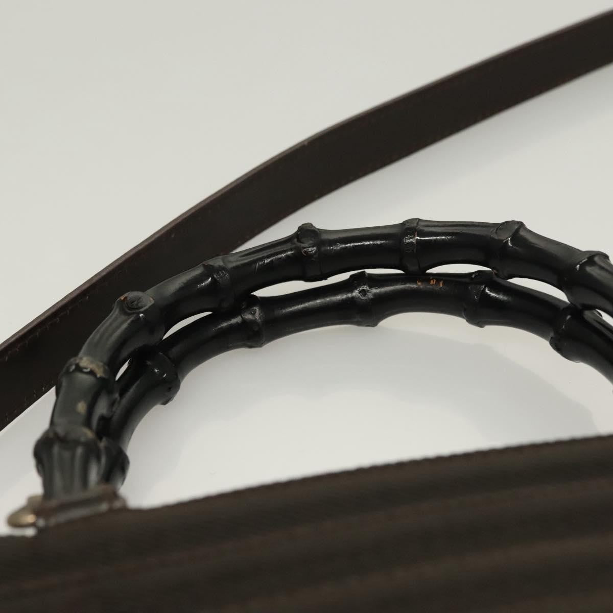 Gucci Vintage Bamboo Handle Bag Nylon, BROWN, NYLON, Handbag