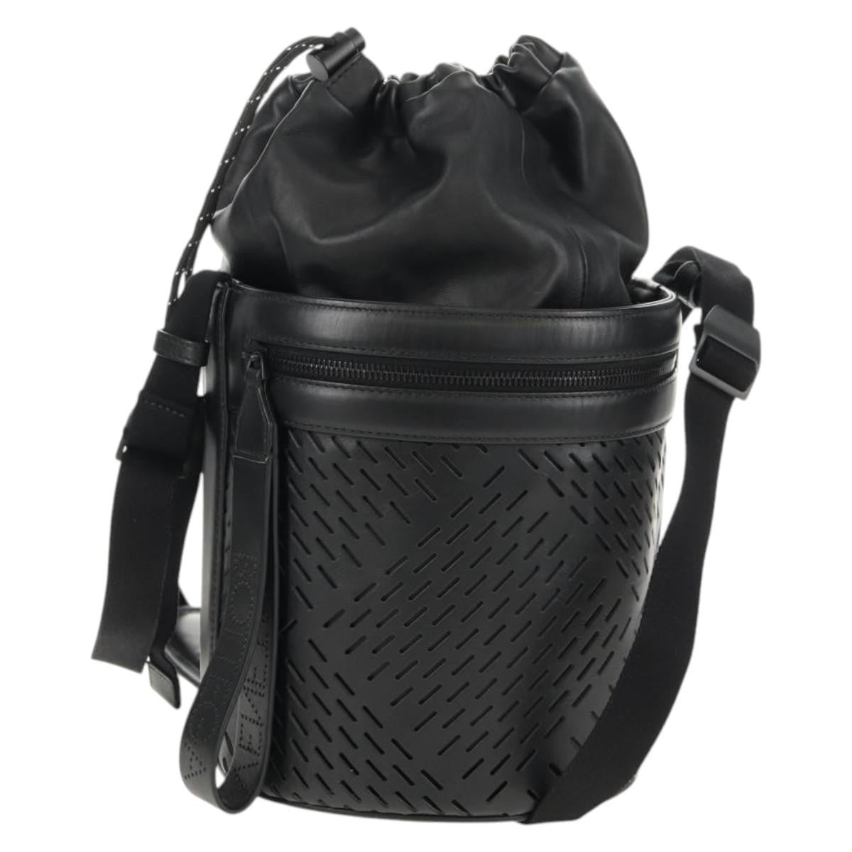 Bottega Veneta Paper Bucket Bag Perforated Leather, BLACK, LEATHER, Shoulder bag