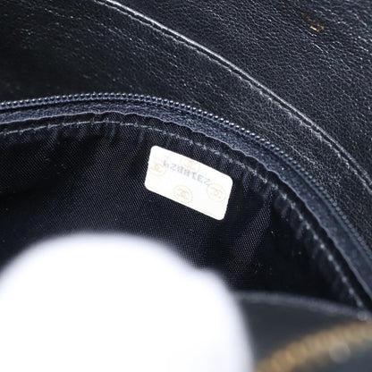Chanel CC Chain & Tassel Front Pocket Camera Bag Quilted Lambskin, BLACK, LEATHER, Shoulder bag