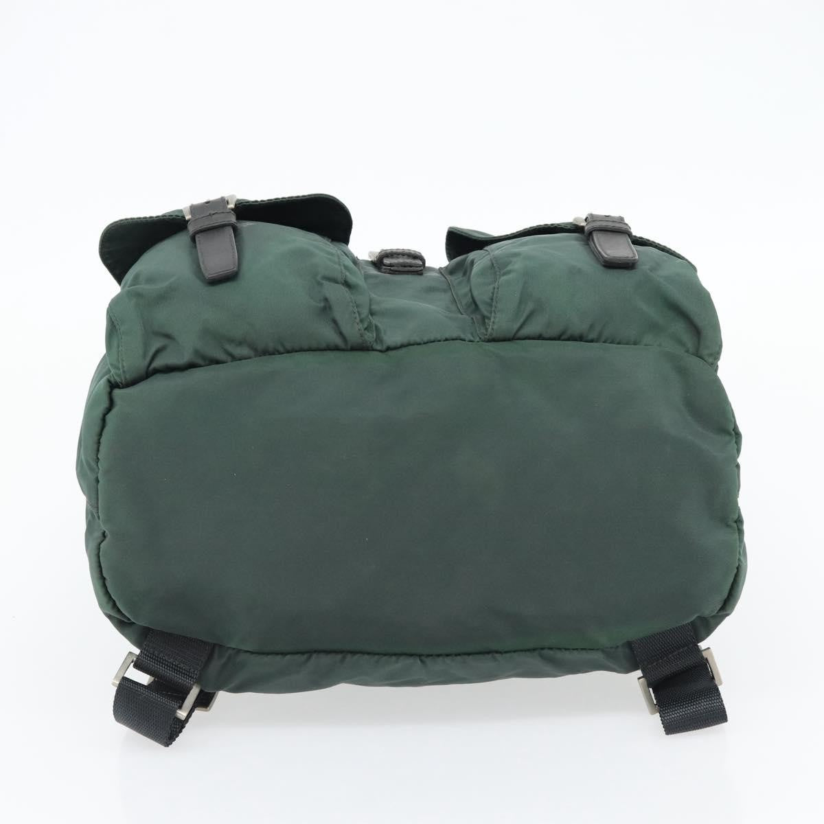 Prada Double Front Pocket Backpack Tessuto, Green, Nylon, Backpack