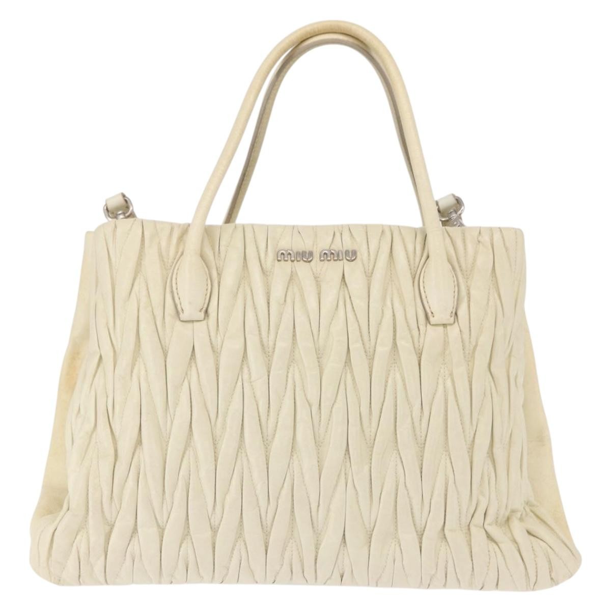 Miu Miu Vintage Tote bag Leather, BEIGE, LEATHER, Tote bag