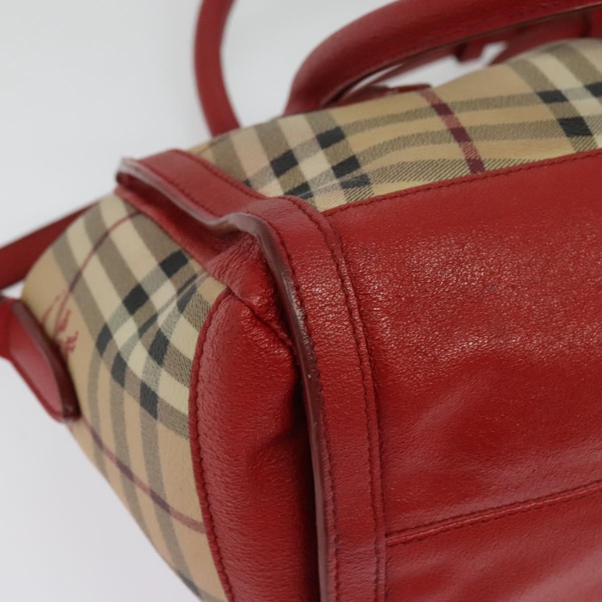 Burberry Pilgrim Satchel Haymarket Coated Canvas, BEIGE, CANVAS, Handbag