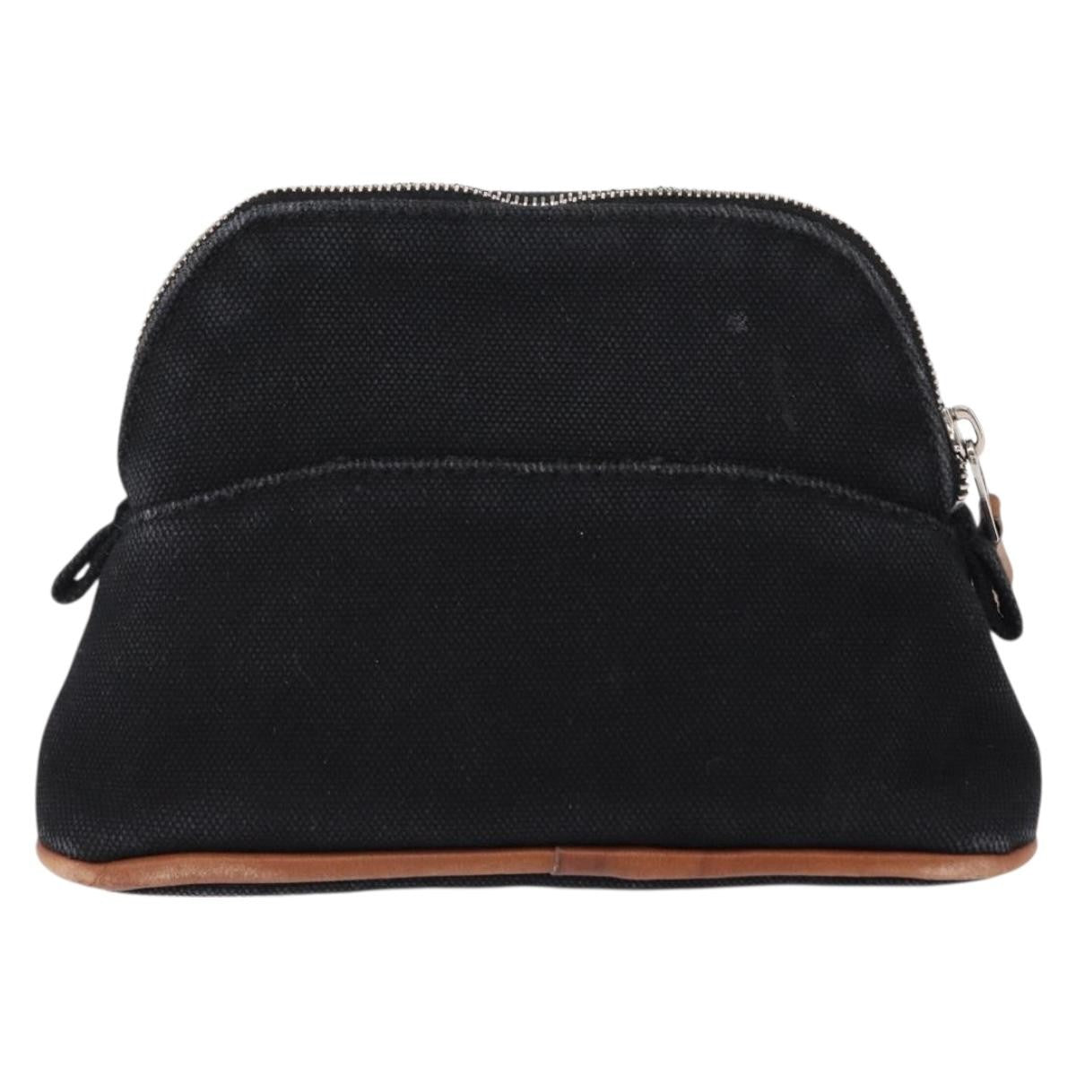 Hermes Bolide Travel Pouch Canvas, BLACK, CANVAS, Clutche & pouche