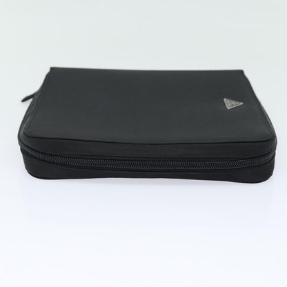 Prada MiniDisc pouch Nylon, BLACK, NYLON, Clutche & pouche
