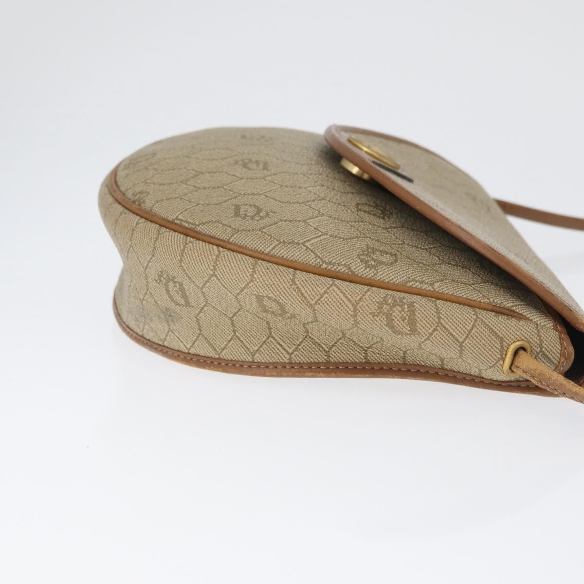 Christian Dior Vintage Honeycomb Flap Crossbody Bag Canvas and Leather, BEIGE, CANVAS, Shoulder bag