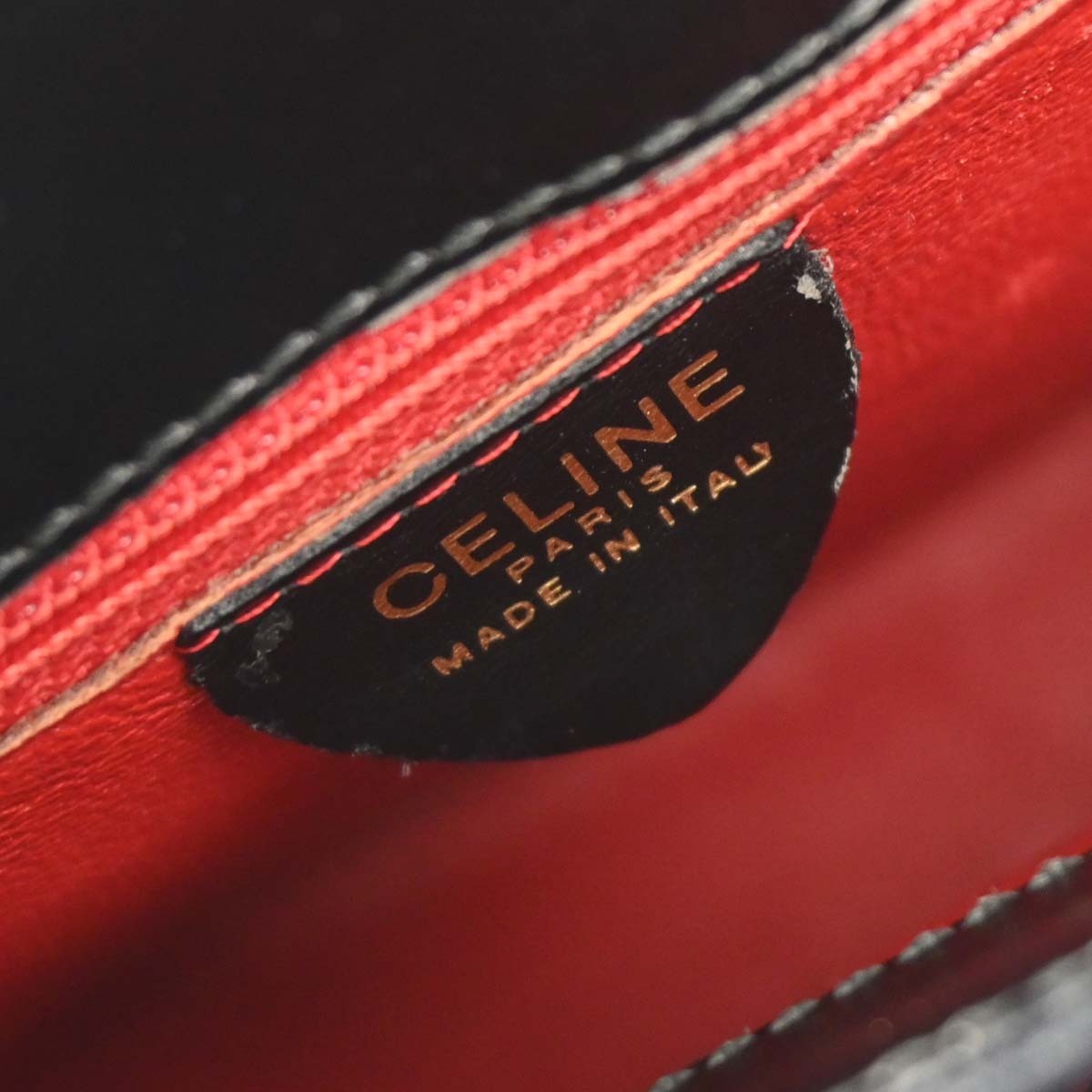Celine Gancini Handbag Leather, BLACK, LEATHER, Handbag