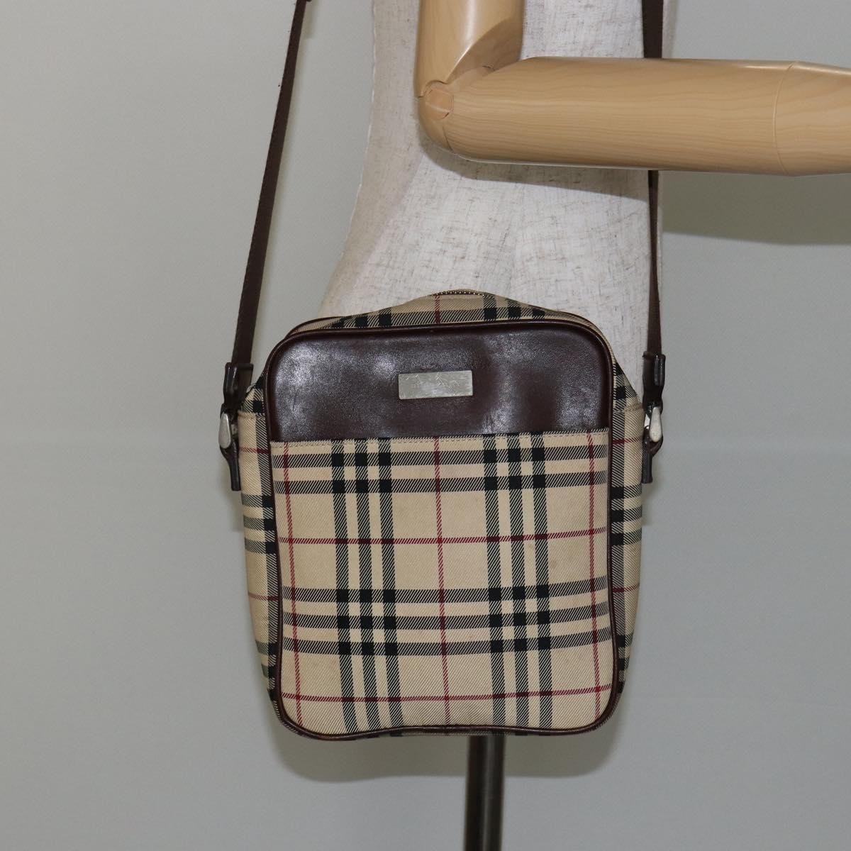 Burberry Zip Messenger Bag Nova check Canvas and Leather, BEIGE, CANVAS, Shoulder bag