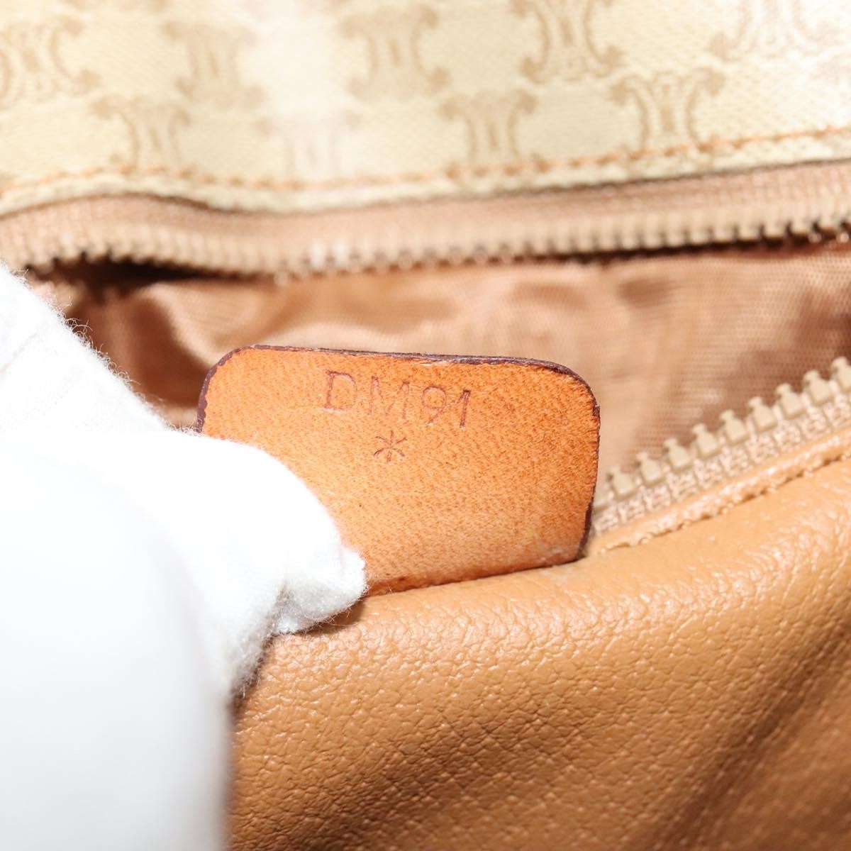 Celine Vintage Macadam Shoulder Bag Canvas and Leather, Beige, Canvas, Shoulder Bag