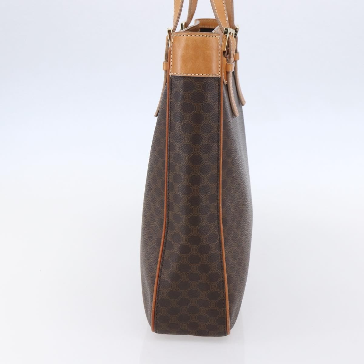 Celine Vintage Macadam Handbag Canvas and Leather, BROWN, CANVAS, Handbag
