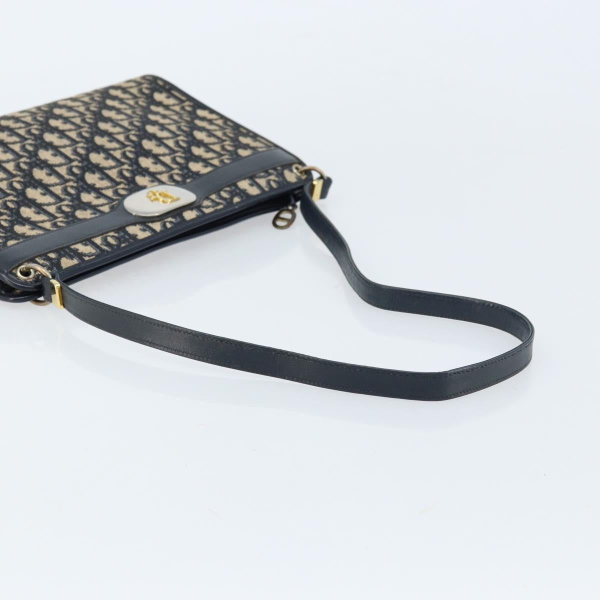 Christian Dior Vintage Trotter Shoulder Bag Canvas, NAVY, CANVAS, Shoulder bag