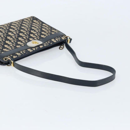 Christian Dior Vintage Trotter Shoulder Bag Canvas, NAVY, CANVAS, Shoulder bag