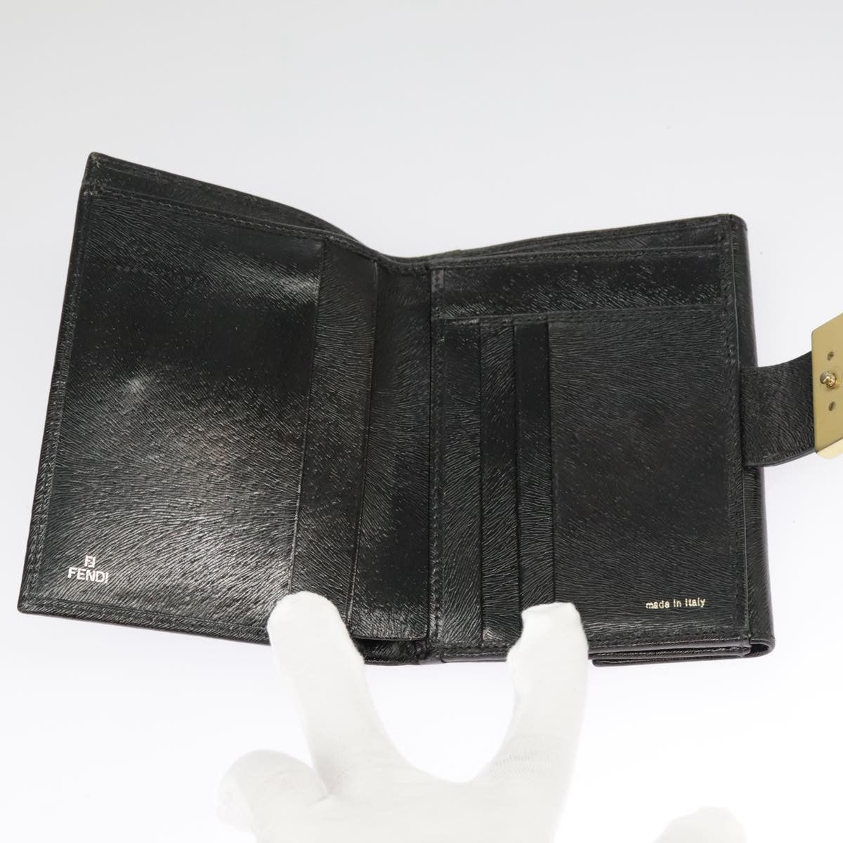 Fendi Bifold Flat Wallet Joshua Vides Printed Leather, BLACK, LEATHER, Wallets