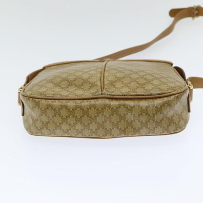 Celine Vintage Macadam Shoulder Bag Canvas and Leather, Beige, Canvas, Shoulder Bag