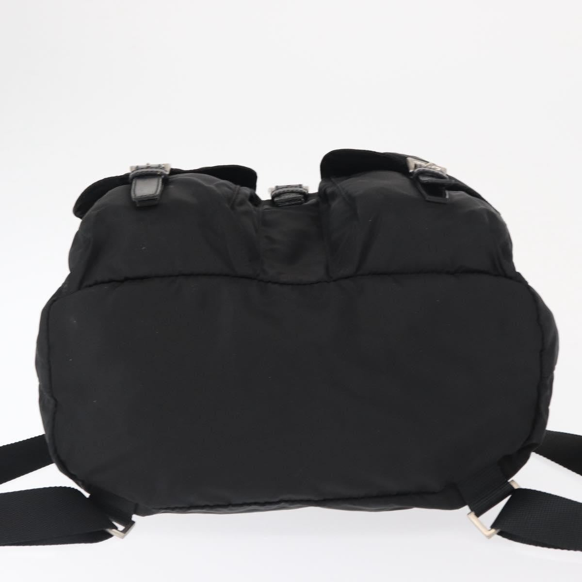Prada Double Front Pocket Backpack Re-Nylon with Leather, BLACK, NYLON, Backpack