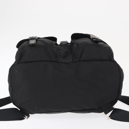 Prada Double Front Pocket Backpack Re-Nylon with Leather, BLACK, NYLON, Backpack