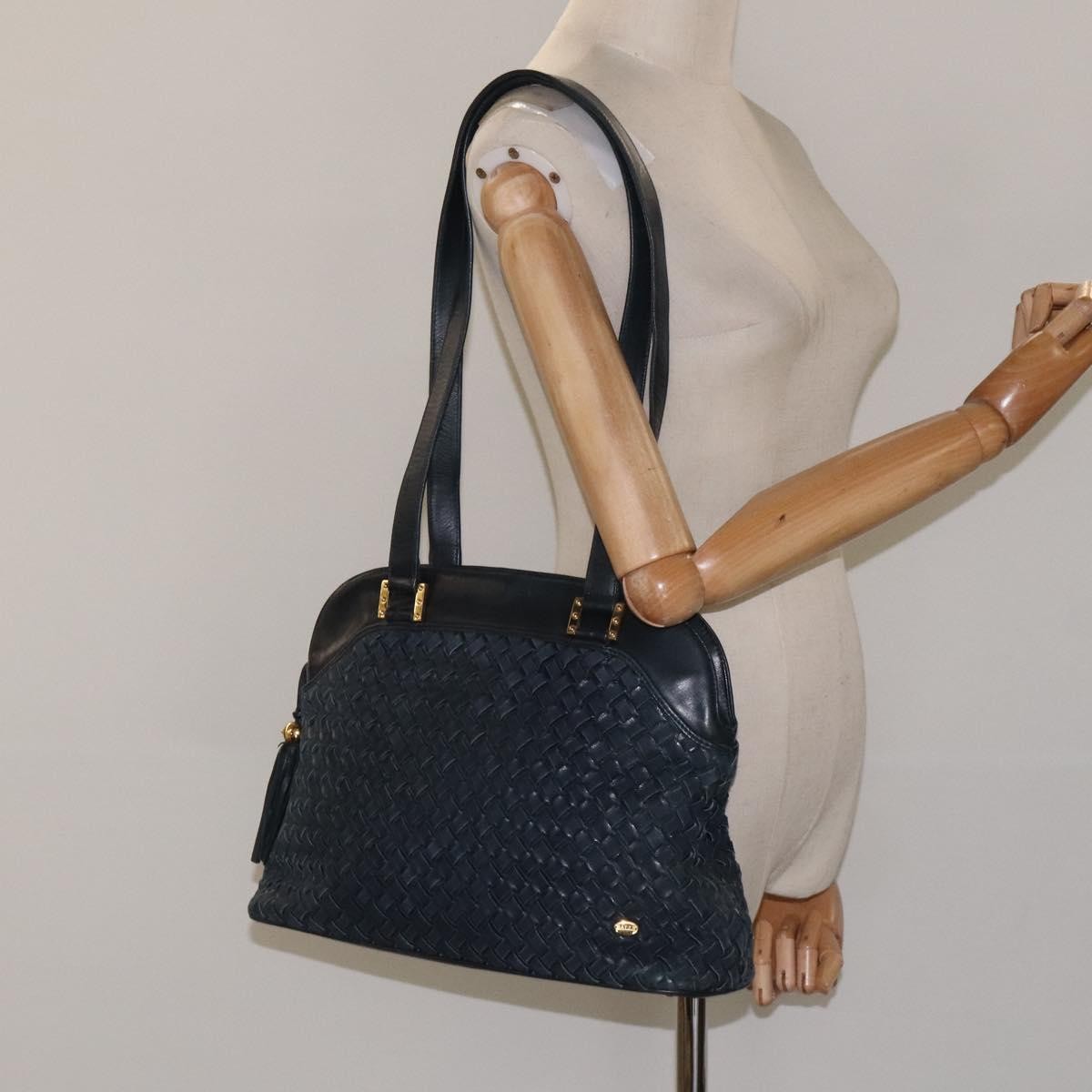 Bally Vintage Shoulder Bag Leather, NAVY, LEATHER, Shoulder bag