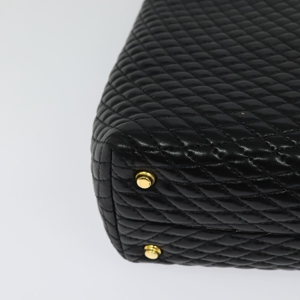 Bally Vintage Handbag Quilted Leather, BLACK, LEATHER, Handbag