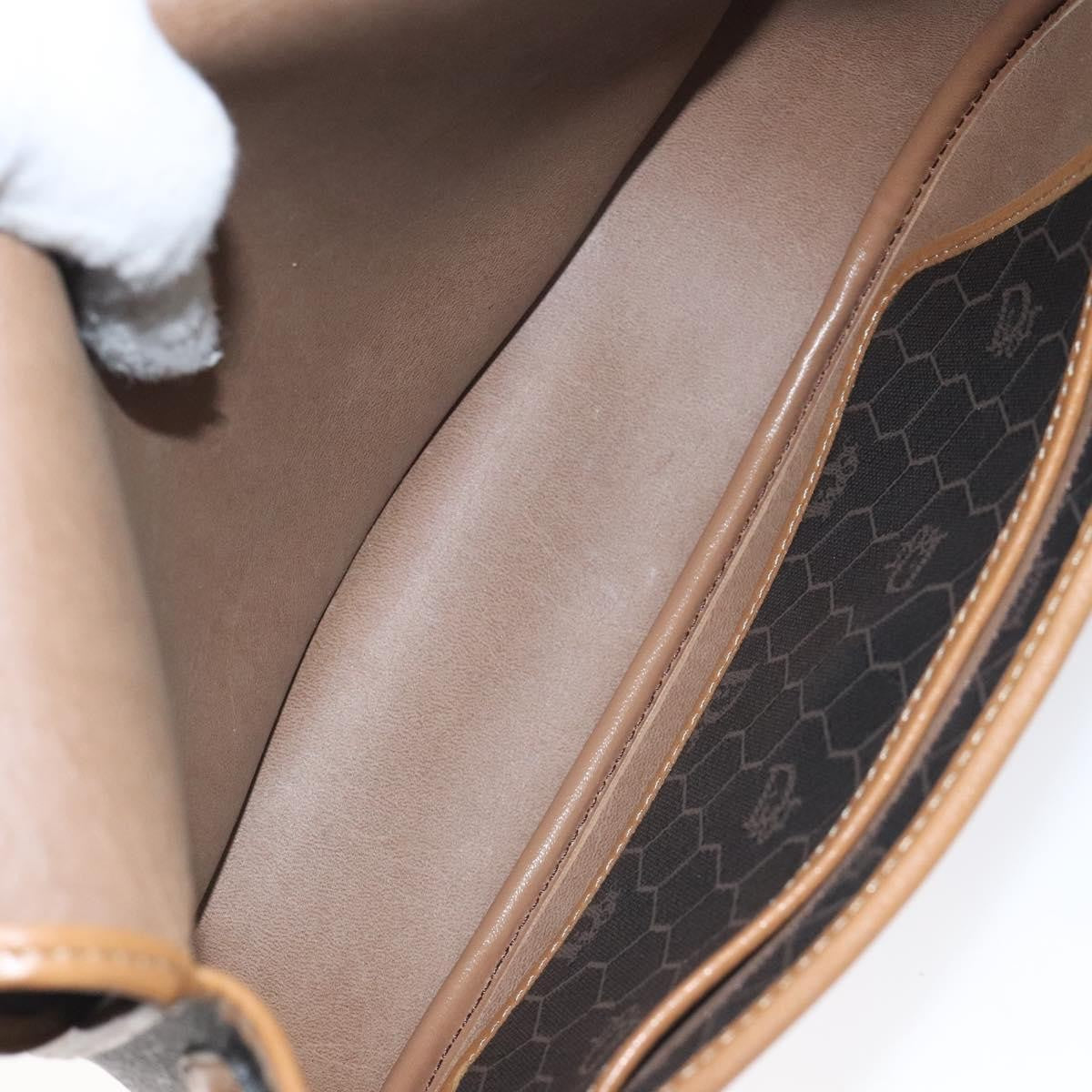 Christian Dior Vintage Honeycomb Flap Crossbody Bag Coated Canvas, BLACK, CANVAS, Crossbody bag