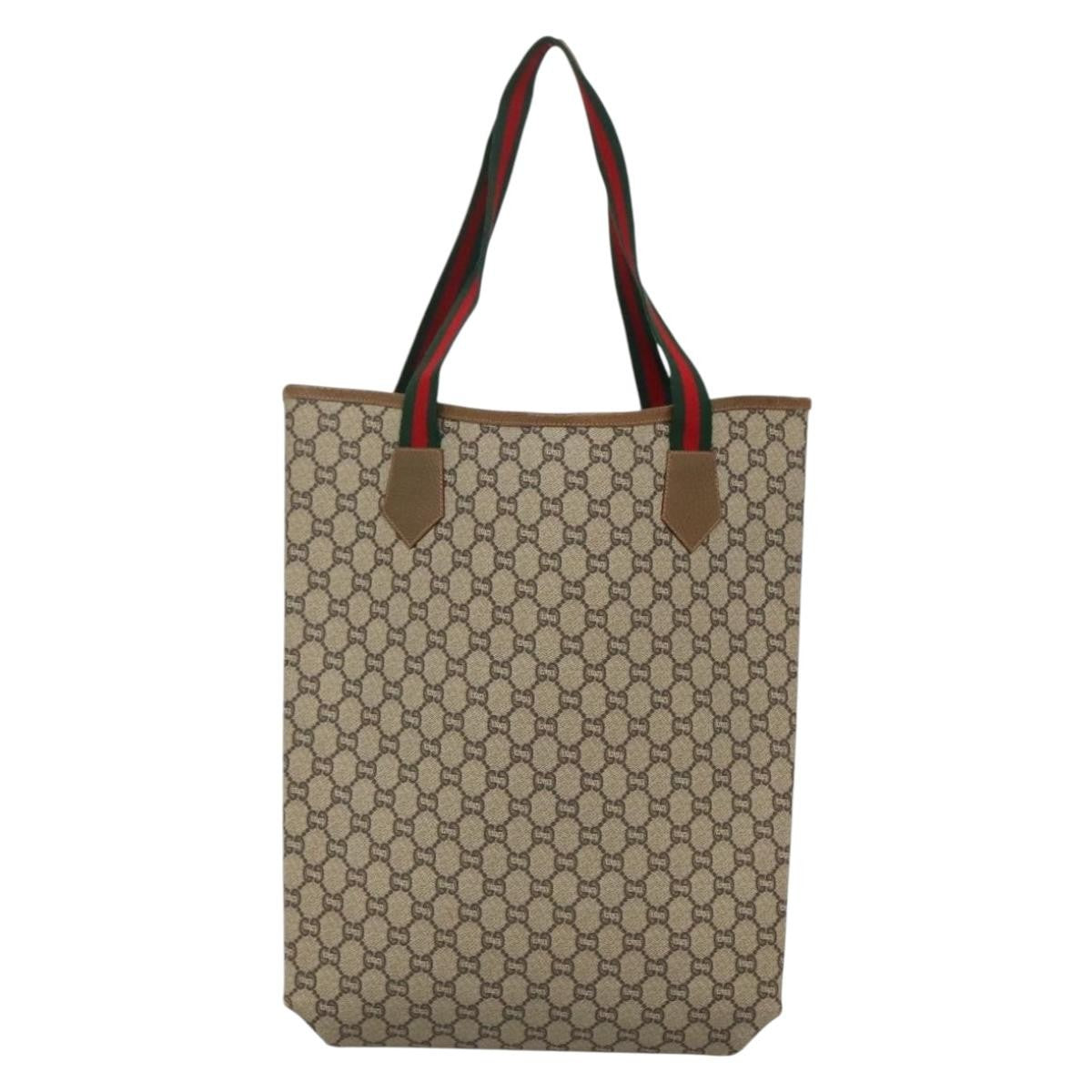 Gucci Vintage Web Strap Tote GG Coated Canvas, BEIGE, CANVAS, Tote bag