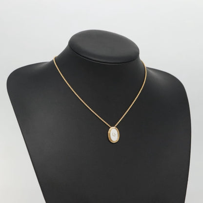 Christian Dior Vintage Logo Round Pendant Necklace Metal, GOLD, METAL, Necklace