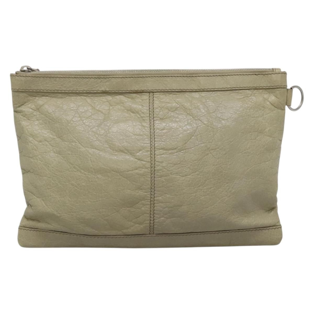 Balenciaga Classic City Clip Pouch Leather, BEIGE, LEATHER, Clutche & pouche