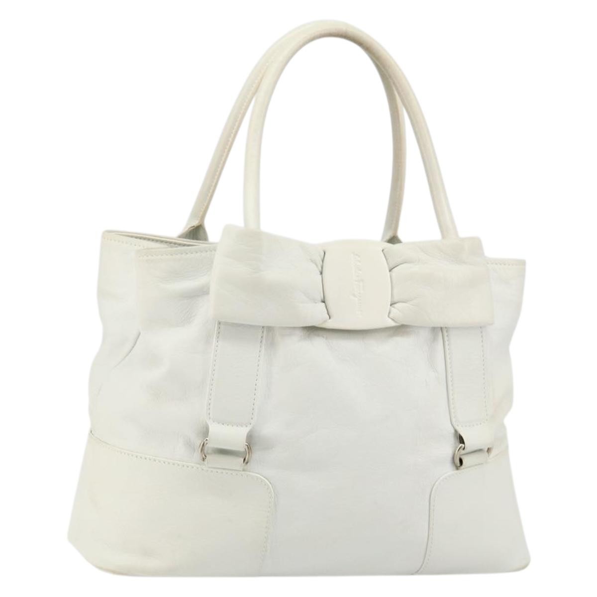 Salvatore Ferragamo Vala tote Leather, WHITE, LEATHER, Tote bag