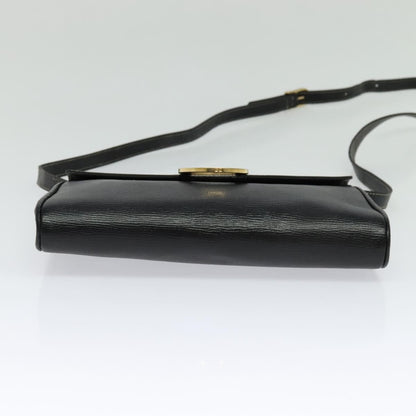 Celine Circle Logo Shoulder Bag Leather, Black, Leather, Shoulder Bag