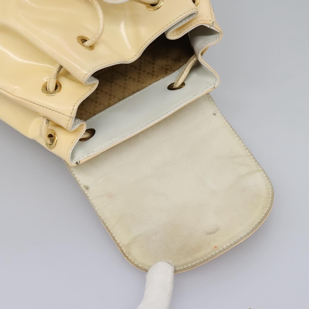 Gucci Vintage Bamboo Backpack Patent, Beige, Patent Leather, Backpack
