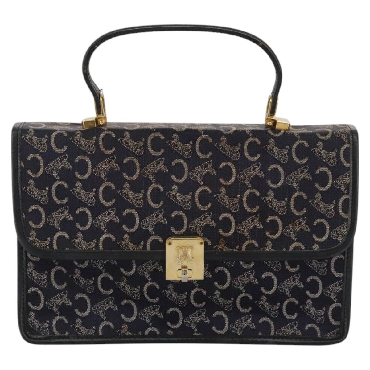 Celine C Sulky Handbag Canvas, NAVY, CANVAS, Handbag