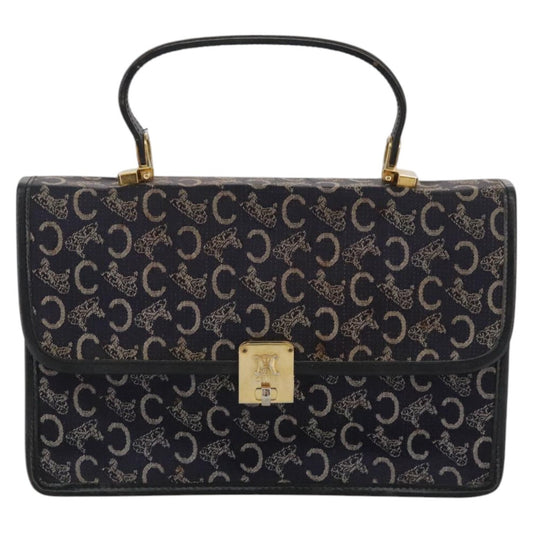 Celine C Sulky Handbag Canvas, NAVY, CANVAS, Handbag