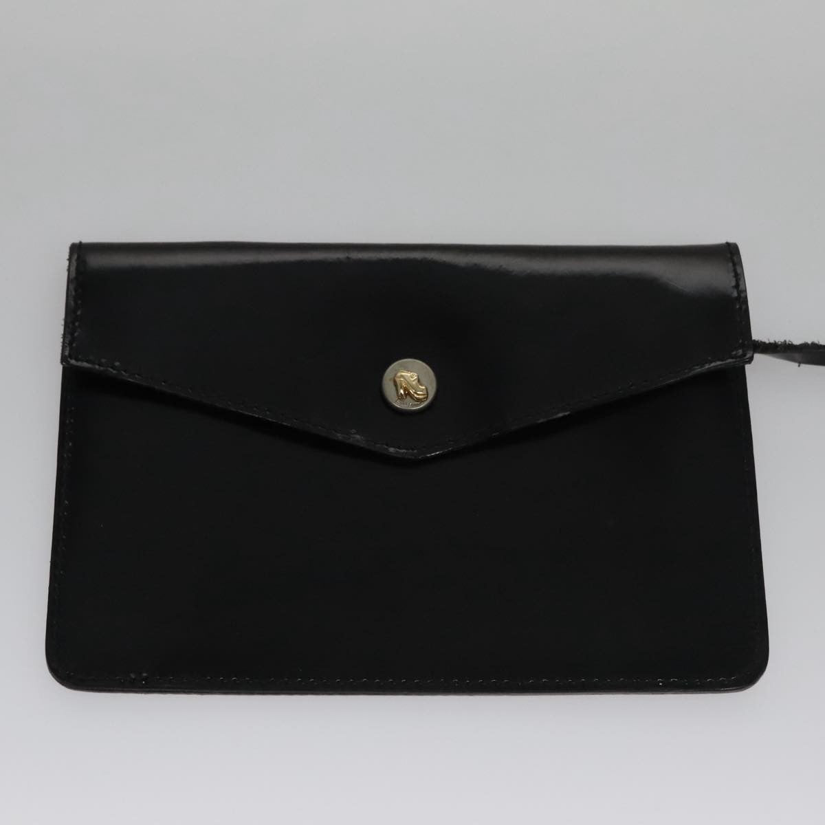 Salvatore Ferragamo Gancini Wristlet Clutch Leather, BLACK, EMERALD, Clutche & pouche