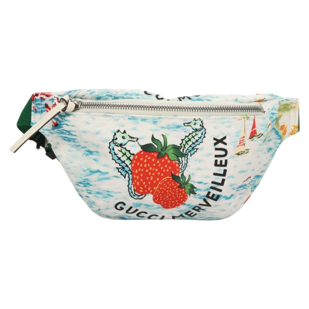 Gucci Merveilleux Belt Bag Printed Nylon, White, Nylon, Belt