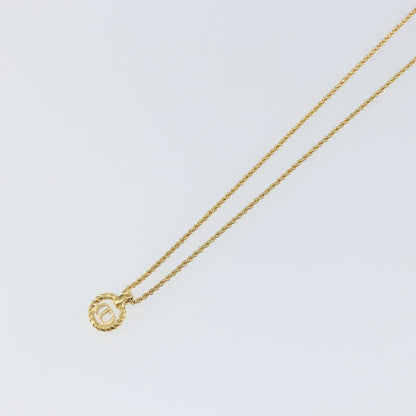 Christian Dior CD Round Pendant Necklace Metal, Gold, Metal, Necklace
