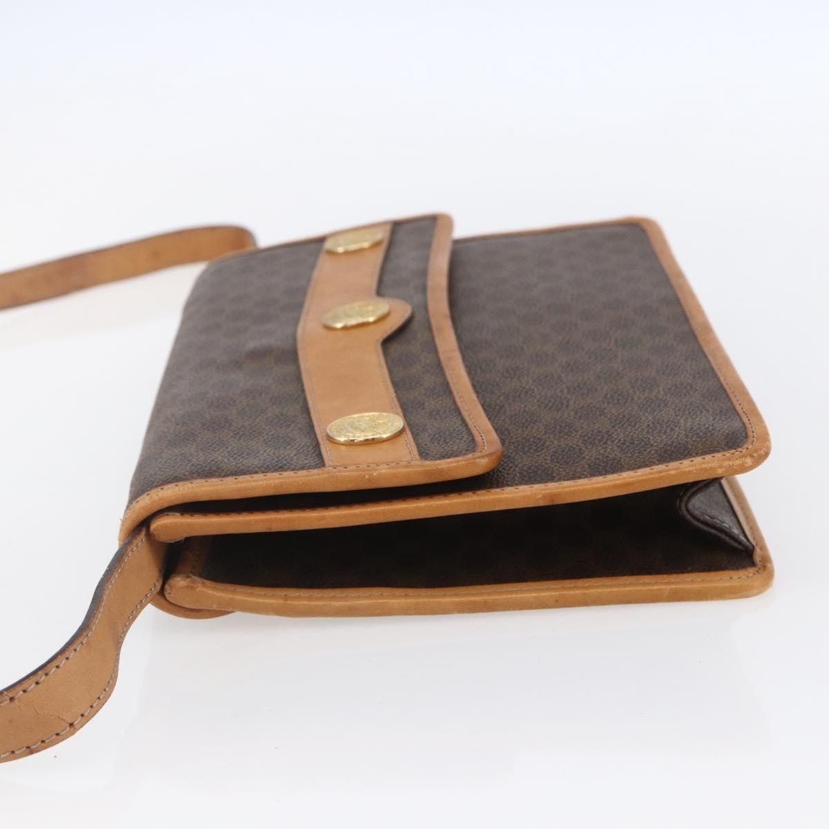 Celine Vintage Macadam Shoulder Bag Canvas and Leather, BROWN, CANVAS, Shoulder bag