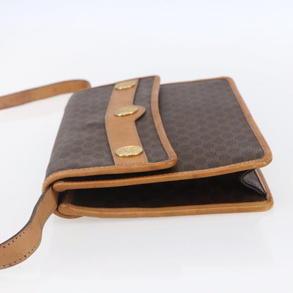 Celine Vintage Macadam Shoulder Bag Canvas and Leather, BROWN, CANVAS, Shoulder bag