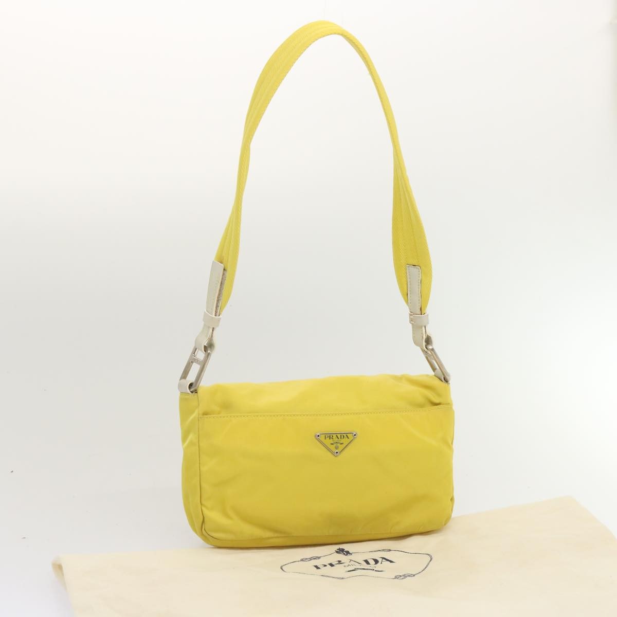 Prada Vintage Shoulder Bag Tessuto, Yellow, Nylon, Shoulder Bag